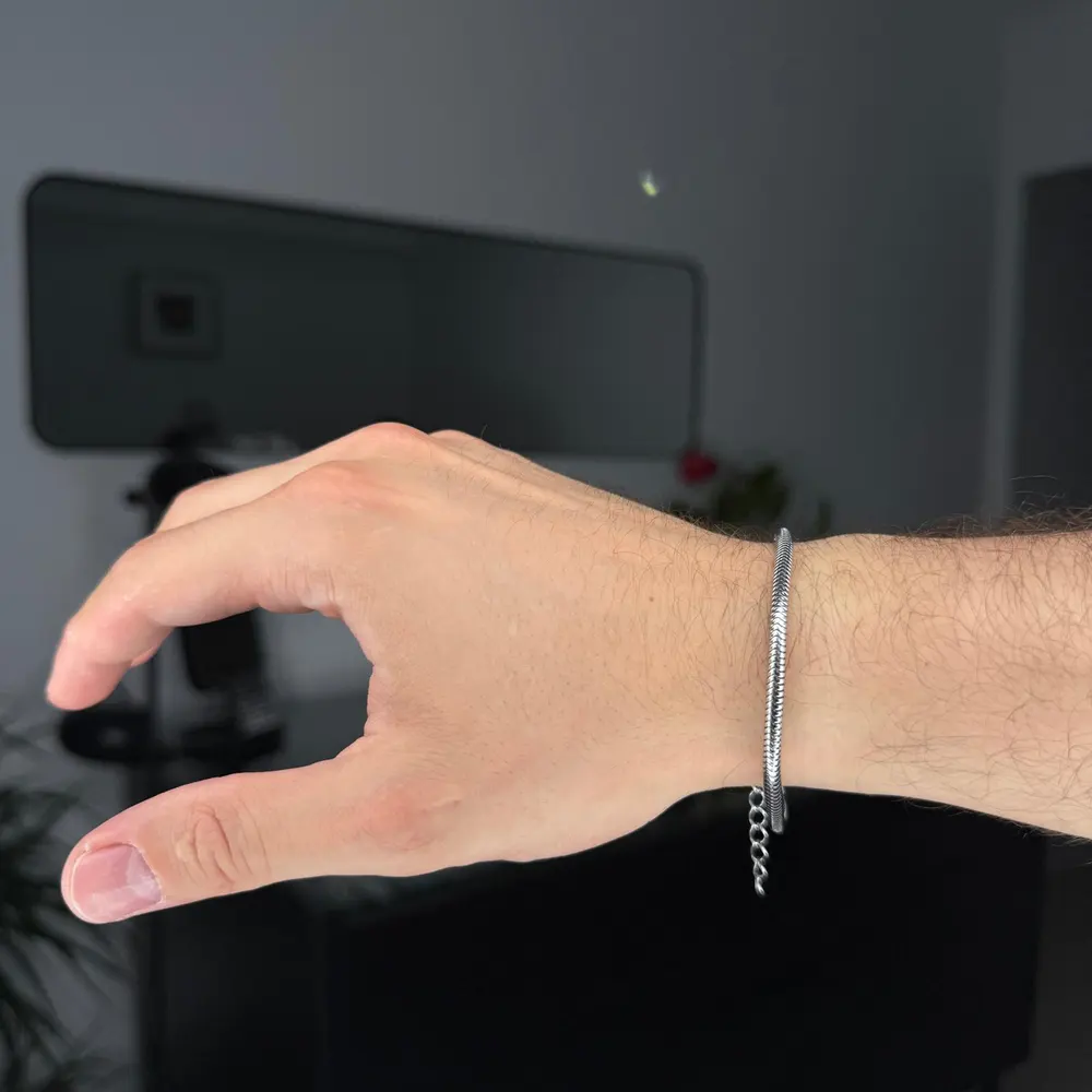 Erkek Çelik Bileklik & Gümüş Rengi BLK001